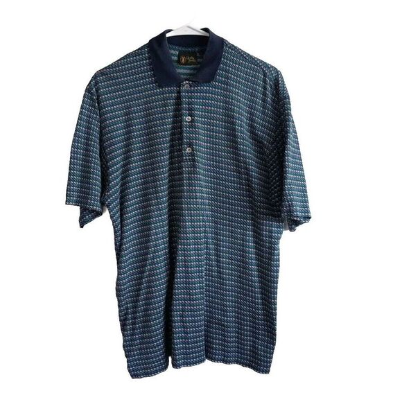 Bobby Jones Men's Large Italian Golf Polo Short Sleeve Geometric‎ Aztec Pattern - Picture 3 of 13